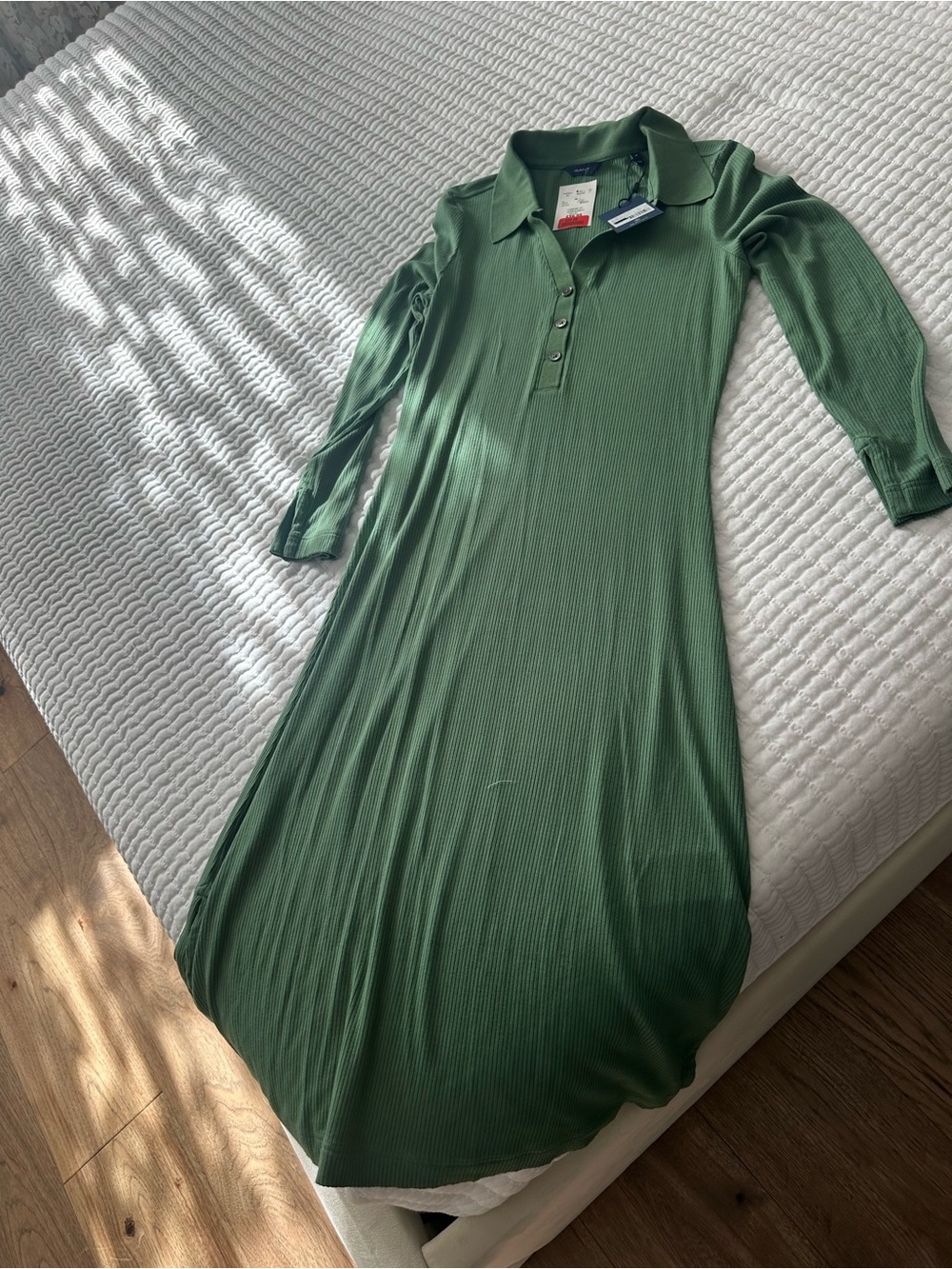 Collared Rib-Knit Maxi Dress - Green Giann dress